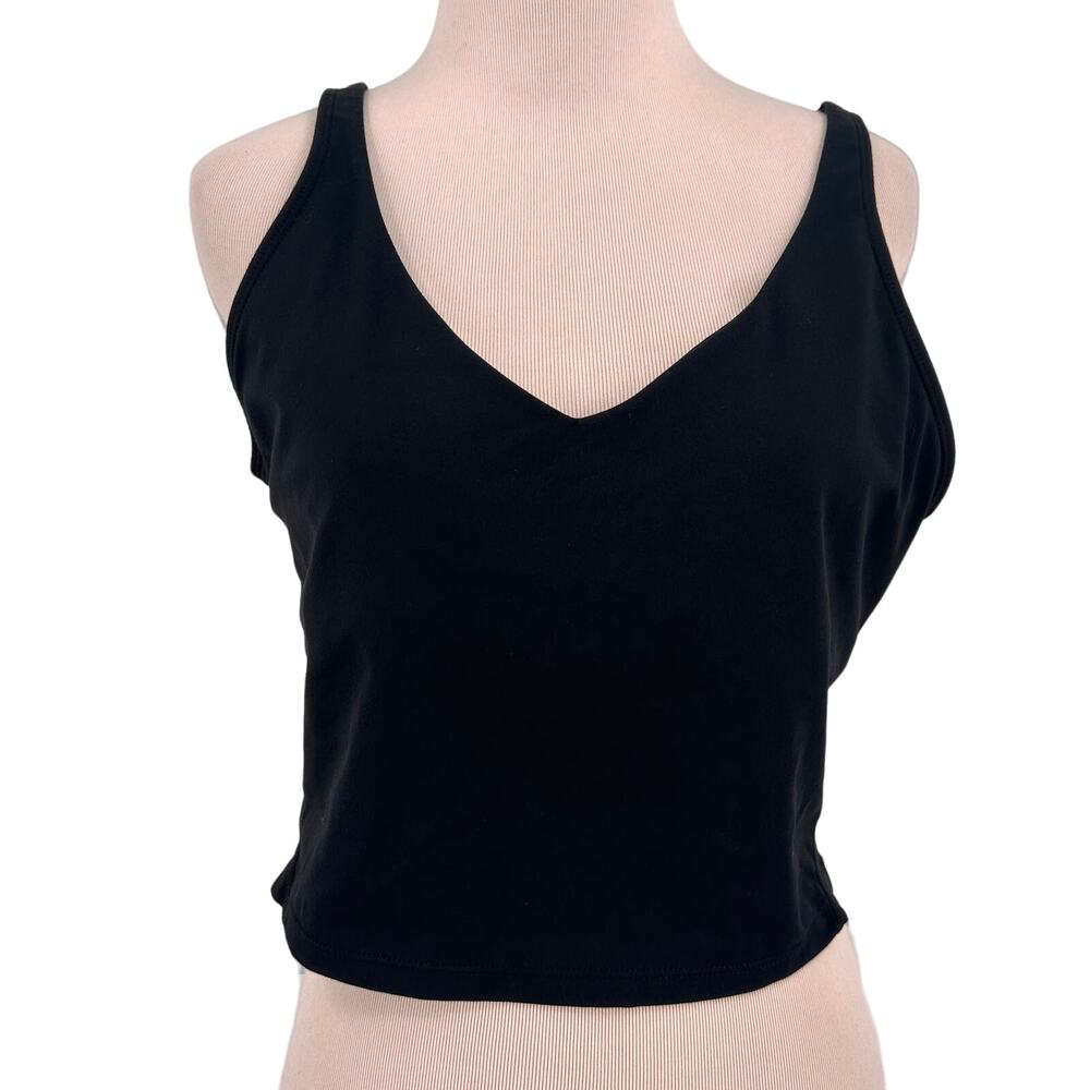 Sunzel Women's Black V-Neck Crop Tank Top Sports Bra Size 14